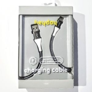 Heyday USB-C to USB-A Braided Cable 6ft - Bk/Wh